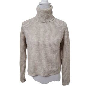 Talula (Anthropologie) Size S Light Beige/Oatmeal Crop Turtleneck Sweater